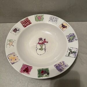 (5) Gibson 2001 Concord Collection Snowman Christmas 9" Soup/Salad Bowls Vintage